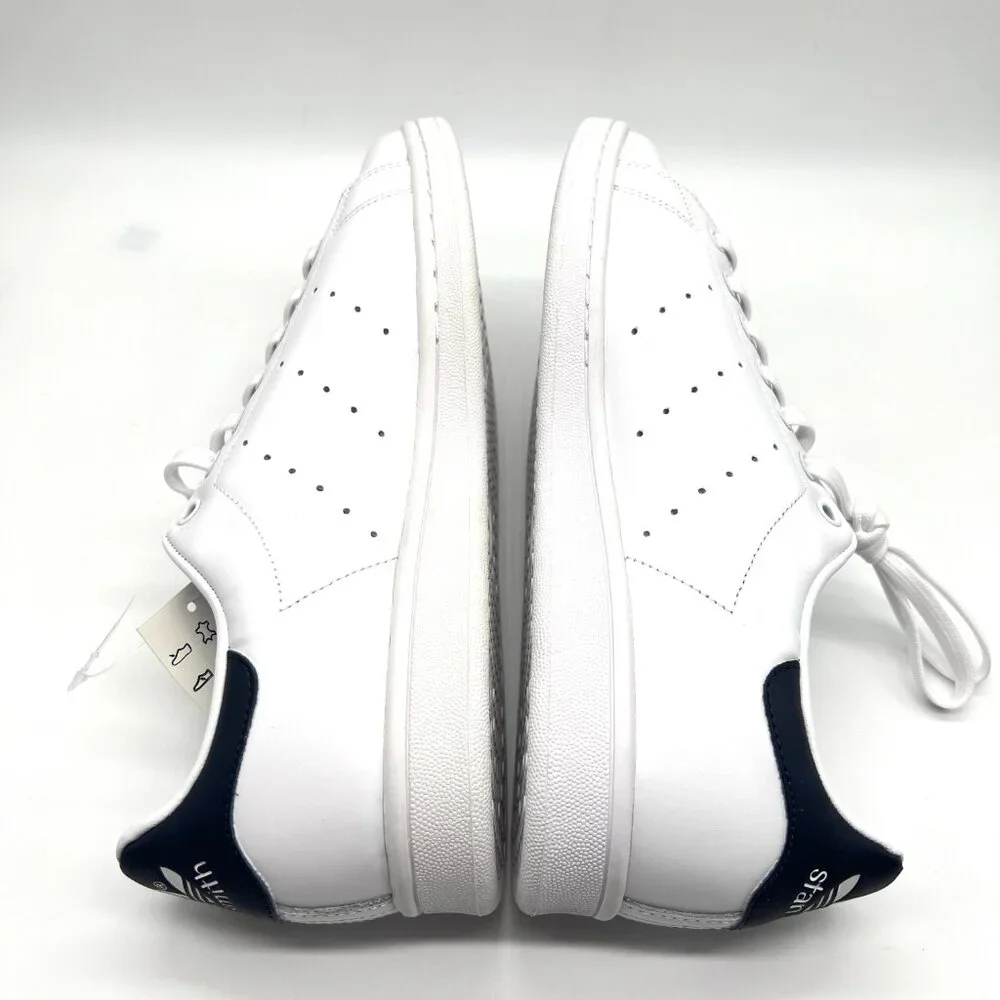 Adidas Originals Womens Size 11‎ Stan Smith White Navy Blue Sneakers Shoes